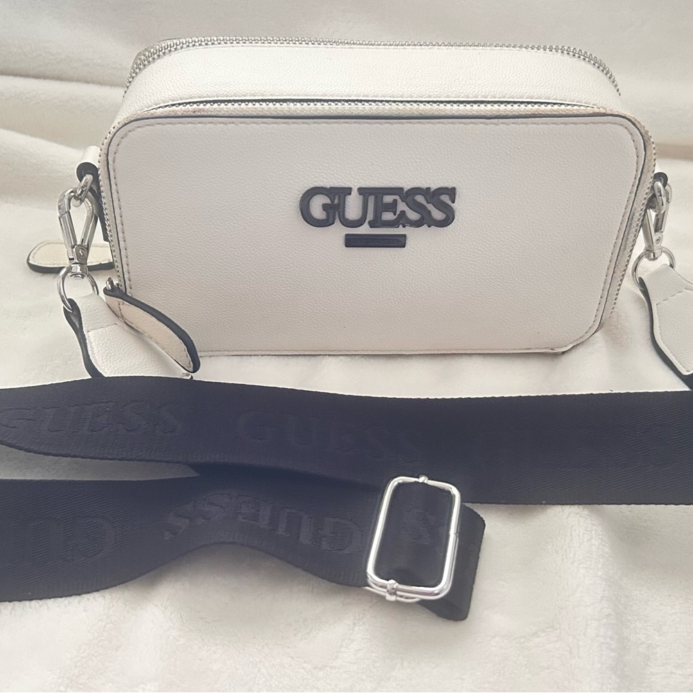GUESS Ivory Crossbody Bag with Black Accents